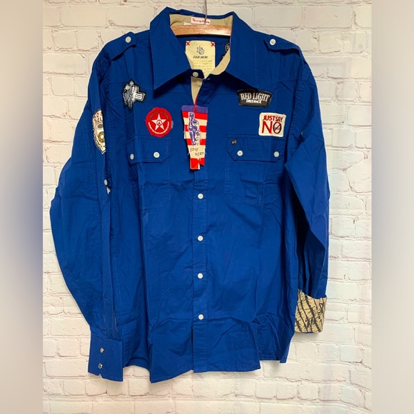 NEW Epic Hero Blue Patch Shirt Size L - Picture 1 of 9